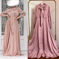 Longue robe Maxi haute qualité EID Ramadan musulman grande balançoire vêtements islamiques Dubai tache Flowy Satin Abaya