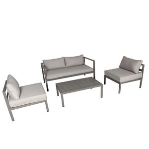 توفير مساحة حديثة نهدم صفحة تشام 4 مقاعد الكلاسيكية الألومنيوم الفناء في الهواء الطلق حديقة أريكة الأثاث مع طاولة القهوة - Product Image 1