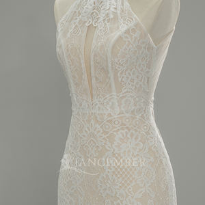 Robe de mariée sirène moderne SFY334 style bohème avec broderie florale en dentelle et appliques de cristaux - Product Image 4