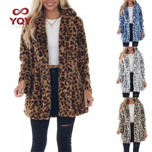 Herbst Winter Leopardenmuster Damen Mode Kunstfell Taschen Loser Pelzmantel Warm - Product Image 1