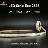 Bande LED ECO 2835 240leds/m 24v 6000k 20w 10mm CRI>80 152LM/W