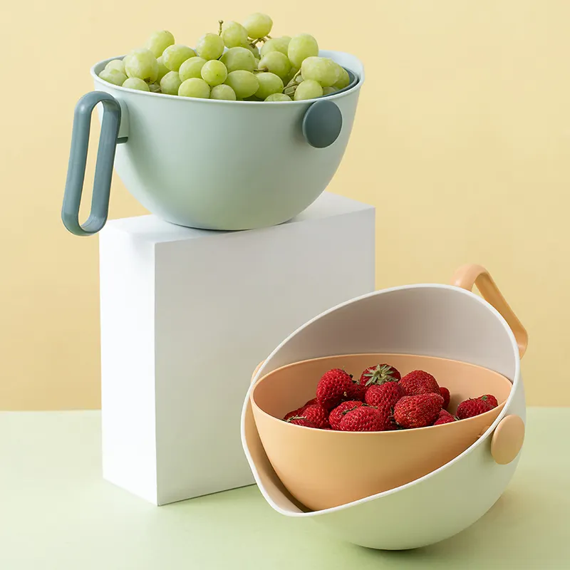 Cesta de frutas Jilen, cesta de plástico para almacenamiento, característica de color alimenticio, cesta de drenaje de material ecológico