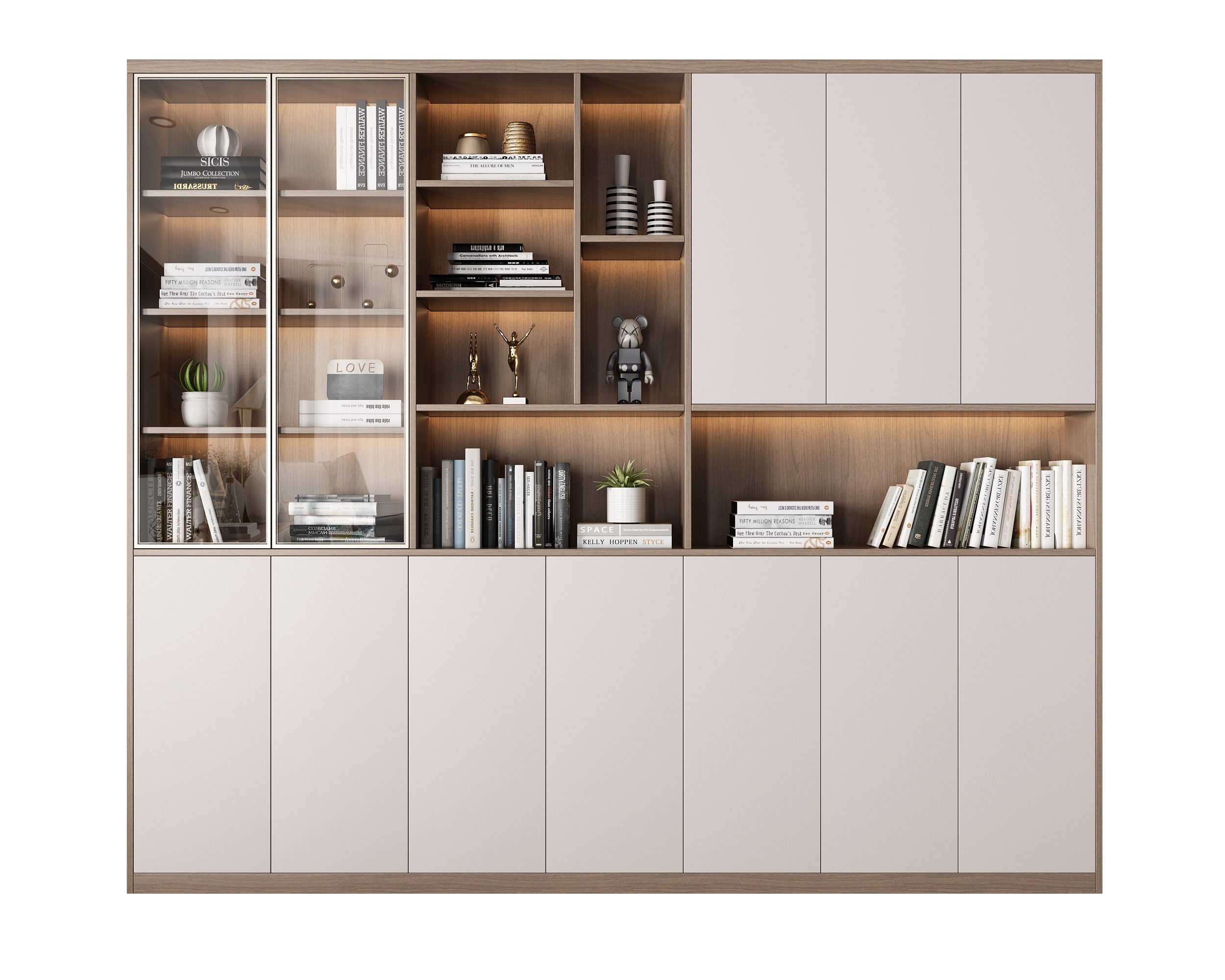 Custom Modern Trendy Wood-Grain Bookcase for Home Living Room Furniture for Study Areas