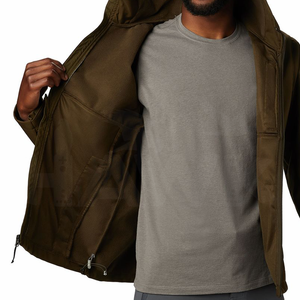 Chaqueta de concha suave impermeable para hombre, informal de invierno con forro polar térmico, 100% poliéster, cremallera OEM, teñido liso, tamaño estándar - Product Image 4