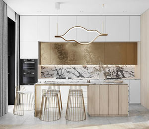 เครื่องครัวสแตนเลสโมดูลาร์อัจฉริยะสีเทาด้านคุณภาพสูงปรับแต่งได้พร้อมรูปทรงประตูเกาะ - Product Image 2