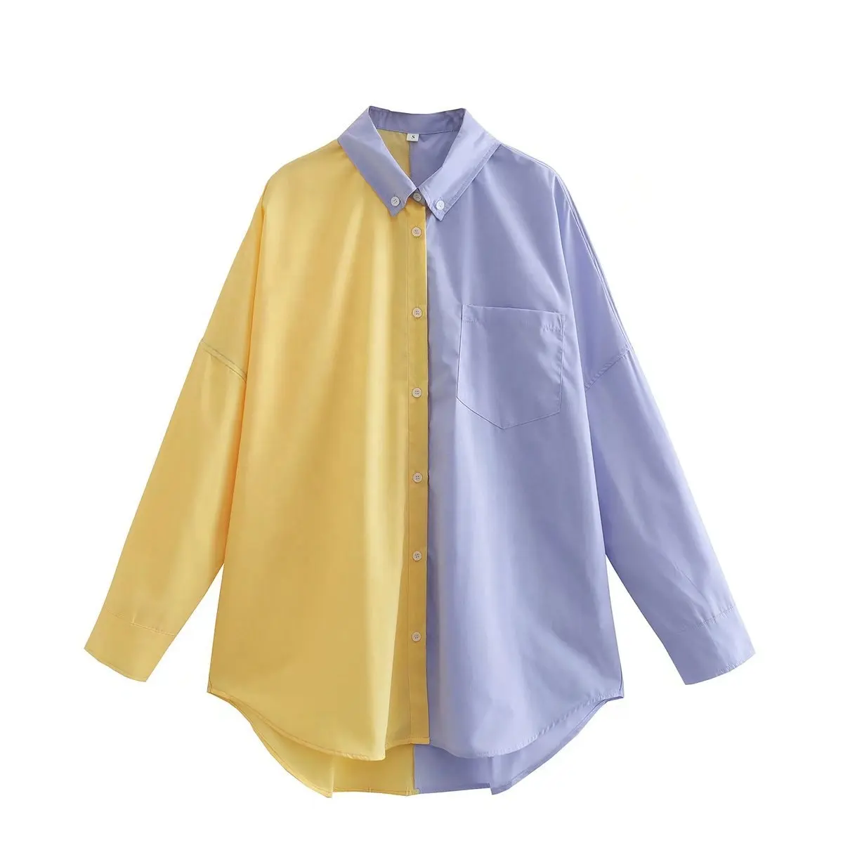 OUDINA-Blusa de algodón con manga larga para verano, camisa de estilo Hipster con solapa para mujer