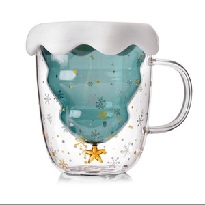 Mug à souhait en forme d'étoile de Noël, verre à double paroi isolé avec poignée, cadeau de Noël - Product Image 3
