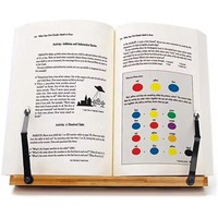 Support de lecture pliable en bambou à 5 niveaux de réglage de la hauteur, support de tablette, support de livre pour la cuisine, la maison, la salle d'étude, support de livre de cuisine, pages fixes