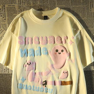 Custom Colorful <strong>3d</strong> Puff Printing <strong>T</strong> <strong>Shirts</strong> Soft 100 Cotton Letter Foam Screen Printing Hip Hop Oversized Tshirts for Men - Product Image 5