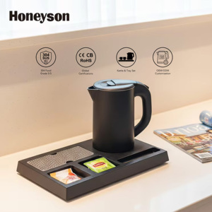 Wholesale New Hotel Electric <strong>Kettles</strong> with <strong>Temperature</strong> <strong>Control</strong> Feature Tray and Sachet Set CE CB Compliant - Product Image 1