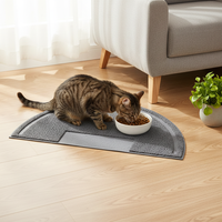 Tapis de bol pour animaux de compagnie moderne, doux, demi-circulaire, en PVC, antidérapant, imperméable, lavable