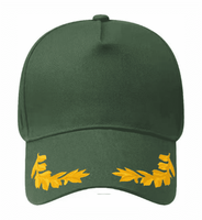 Gorra de béisbol de 5 paneles con estampado por sublimación de hojas de roble, tejido liso, estilo camionero, con doble hebilla y diseño personalizado de alta calidad