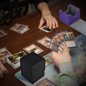 JUZI Boîte de rangement verticale en cuir PU en forme de U pour cartes d'accès, étanche, pour cartes TCG, capacité 100+ cartes à pochettes individuelles - Product Image 6