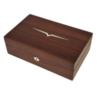 Boîte de rangement pour bijoux en bois foncé avec serrure, logo personnalisé, boîte cadeau de luxe en bois pour bijoux avec doublure en cuir souple pour objets de collection