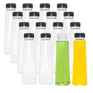 Tek kullanımlık 12oz 350ml temizle boş plastik sabotaj mühür su soda İçecek suyu şişeleri içecek için kapaklı