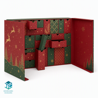 Boîte cadeau rigide personnalisée pour calendrier de l'Avent, boîte d'emballage à plusieurs tiroirs avec impression personnalisée et inserts de séparation