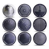 Plaque de cuisson coréenne en fonte d'aluminium avec revêtement marbré, grille de barbecue ronde en acier inoxydable antiadhésive de qualité commerciale