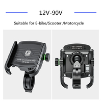 Support de téléphone pour moto en vente chaude, chargeur USB QC3.0 12V-90V, rotation à 360 degrés, support de téléphone pour vélo adapté aux téléphones de 5,4 à 7,2 pouces