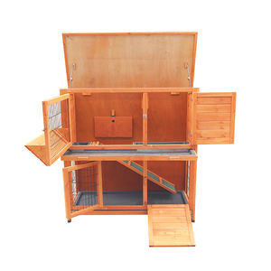 Toptan özelleştirilmiş büyük ahşap tavşan kafesi iki katmanlı tel Pet ev kafes tavşan kafesi - Product Image 5