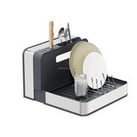 WIREKING Compact Opvouwbaar Afdruiprek 304 RVS & PP Keukenorganizer 3 Gebruiksmodi met Automatische Afwatering