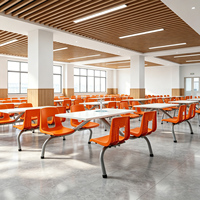 Ensemble de table et chaises de salle à manger en bois moderne pour restaurant, bureau, cantine, 4 places, multi-niveaux