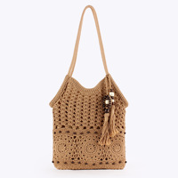 Nouveau sac pour femme de style ethnique, tissé à la main, avec fermeture éclair, design unique et tendance, idéal pour les vacances à la plage, les photos et les trajets quotidiens.