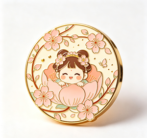 เข็มกลัดโลหะเคลือบเงา ลายดอกซากุระ การ์ตูนสาวน้อยสีชมพู ของขวัญตกแต่ง - Product Image 3