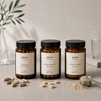 Botol Suplemen Kaca Amber untuk Kapsul, Tablet, Kemasan Bubuk Protein dengan Label Kustom, Pasokan Pabrik OEM ODM