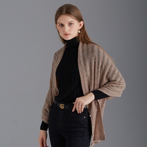 <span class=keywords><strong>Poncho</strong></span> en laine mérinos 100% tricoté, surdimensionné, tendance, personnalisable avec logo, <span class=keywords><strong>poncho</strong></span> de luxe pour femmes - Product Image 4