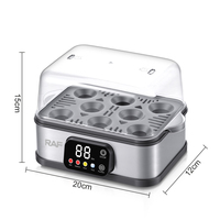 Cuiseur à œufs électrique RAF 300W pour jusqu'à 8 œufs avec affichage numérique, fonctionnement facile, protection contre la surchauffe pour un usage domestique