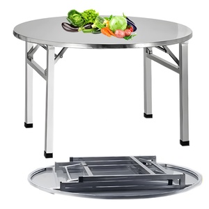 Bàn ăn tròn hiện đại bằng thép không gỉ, có thể gấp gọn, dùng cho trong nhà/ngoài trời, tiệc cưới, sự kiện. - Product Image 2