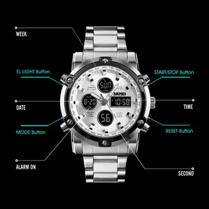 SKMEl 1389 3ATM suya dayanıklı paslanmaz çelik İzle erkek moda kol 3 zaman analog dijital quartz saat erkekler için