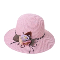 Vente en gros Chapeau de paille pour femmes, simple, grande fleur, parasol, protection solaire, pêche en plein air