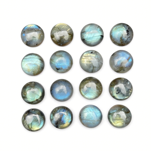 ลาบราโดไรต์สีเทาธรรมชาติคุณภาพสูง ขนาด 16 มม. ทรงกลมเจียระไนแบบคาโบชอง สำหรับทำเครื่องประดับ พร้อมเอฟเฟกต์เปลี่ยนสี - Product Image 1