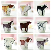 Usine en gros personnalisé nordique nouveaux produits mignon 3d personnage de dessin animé Animal en forme de renard 250ml tasse à café en céramique tasse d'eau