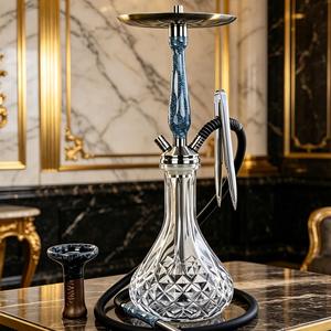 Ensemble de chicha moderne en verre, kit de fumage en acier inoxydable avec finition laquée et tuyau, idéal pour les cadeaux et les occasions sociales - Product Image 6