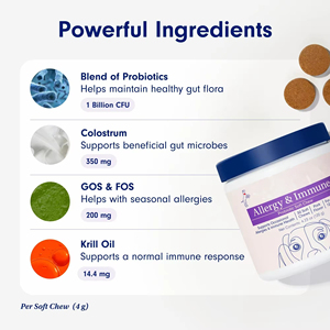 Probiotiques pour animaux de compagnie, comprimés à mâcher pour chiens, probiotiques quotidiens, soulagement des allergies, santé immunitaire, peau qui gratte, équilibre digestif - Product Image 3