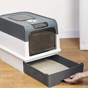Covered Cat Litter Box with Top Aroma Box Enclosed Pet Toilet with Odor Filter