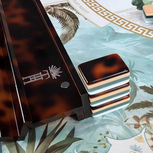 Tortoiseshell White Lotus Pattern 160 Acrylic American Mahjong Tiles Game Set for Daily <b>Entertainment</b> and Present Selection - Product Image 5
