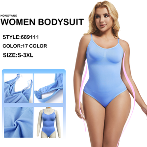 批发透气一体式无袖雕刻紧身衣无缝塑身衣尼龙氨纶连身衣提臀塑身衣 - Product Image 1