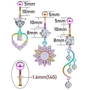 Nueva Tendencia de Moda, Joyería de Piercing para Ombligo con Cierre Flotante Plateado de Diseño, Venta al por Mayor - Product Image 4