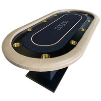 Table de poker professionnelle de 96 pouces pour 10 joueurs, table de poker carrée de casino Texas Hold'em avec éclairage LED et position du croupier