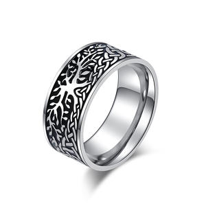 Nordic Tree Of Life <b>Titanium</b> Steel <b>Ring</b> For <b>Men</b> Steel Black Size 8 Gift Jewelry - Product Image 1
