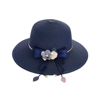Chapeau de pêcheur d'été pour femmes Chapeau de plage de pêche en paille à bords souples Protection solaire à grand bord Activités décontractées en plein air Fleur