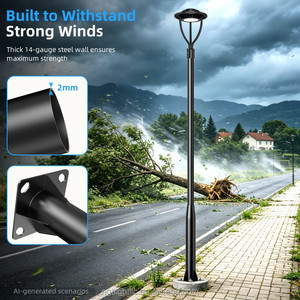Lampadaire solaire extérieur de 3 mètres de haut avec ancrages en acier inclus pour patio, cour arrière et parking - Product Image 6