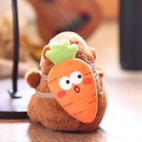 Sac à dos souple Kawaii Capibaras Peluche Peluche Capybara Peluche Animal Jouet Porte-clés avec Citrouille Piment Piment Aubergine