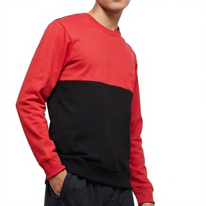 Men's Color Blocking <b>Crew</b> <b>Neck</b> Pullover <b>Sweatshirt</b> Regular Fit Knitted Casual Autumn Wear Red <b>Black</b> Long Sleeve - Product Image 2