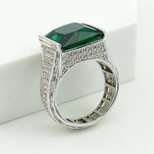 925 Sterling Silver Jewelry <strong>Rings</strong> <strong>Father</strong> Gift Eternity CZ Gemstone <strong>Rings</strong> Emerald Stone <strong>Ring</strong> - Product Image 5