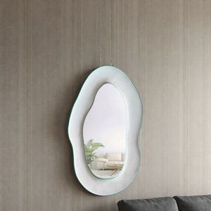 Modern Luxury Contemporary Wavy Full Length <b>Mirror</b> with Aluminum Alloy Frame-Adhesive Wall Mount Home Decor Customizable Color - Product Image 2