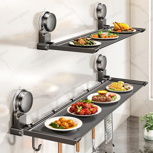 Étagère de rangement murale pliable en aluminium pour cuisine, plateau rectangulaire pour préparation alimentaire avec ventouse, pas de perçage requis - Product Image 3